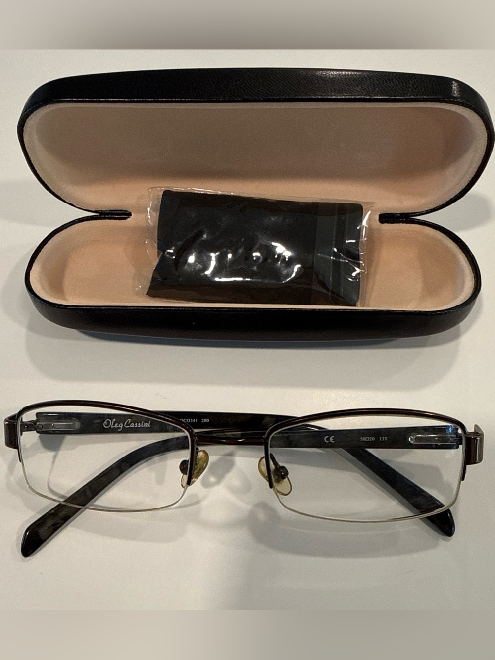 OLEG CASSINI OCO341 200 Dark Brown Women’s Rectangle Eyeglasses Frames 50-20-135